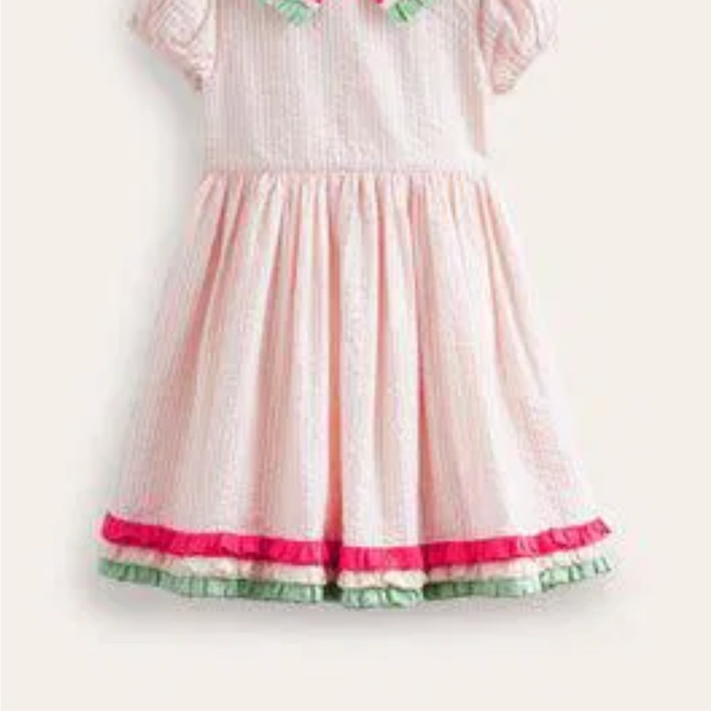 Mini Boden Pink Tiered Sundress with Puff Sleeves